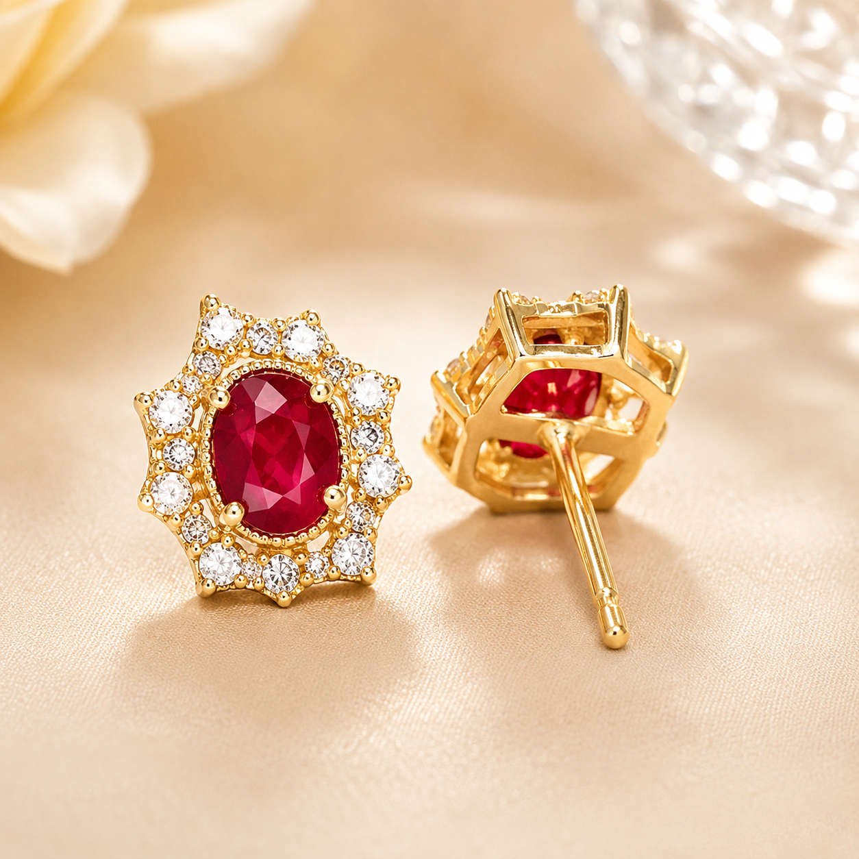Ruby Diamond Stud Earrings